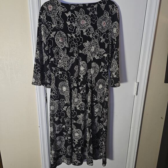 Vintage 80s Yves Cossette Depeche Mode Floral Silk Dress 14 Gothic Dark Floral - Picture 6 of 7